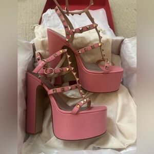 Valentino Pink Studded Platform Sandals